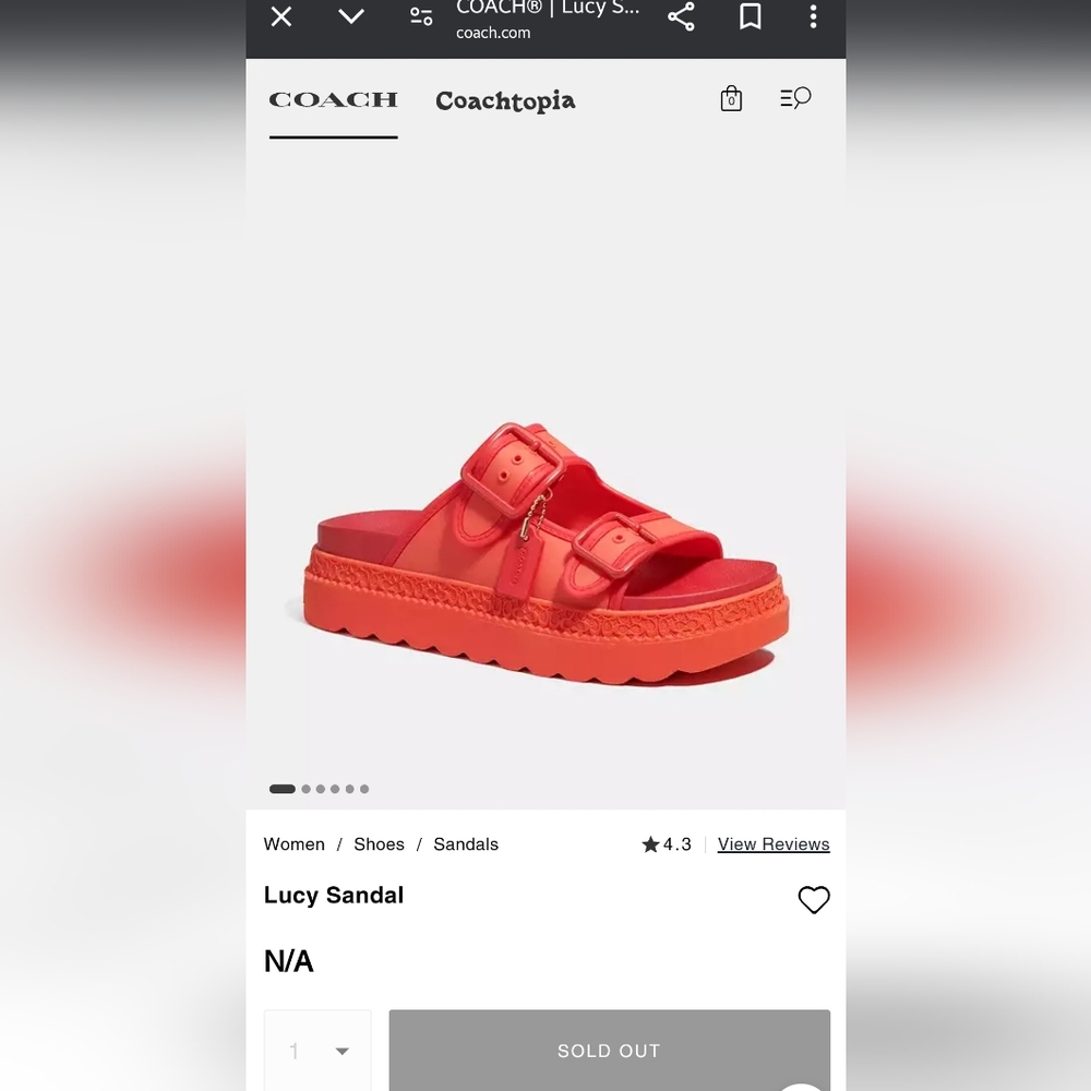 Coach Lucy / Lainey Sandals Red Orange Size 9